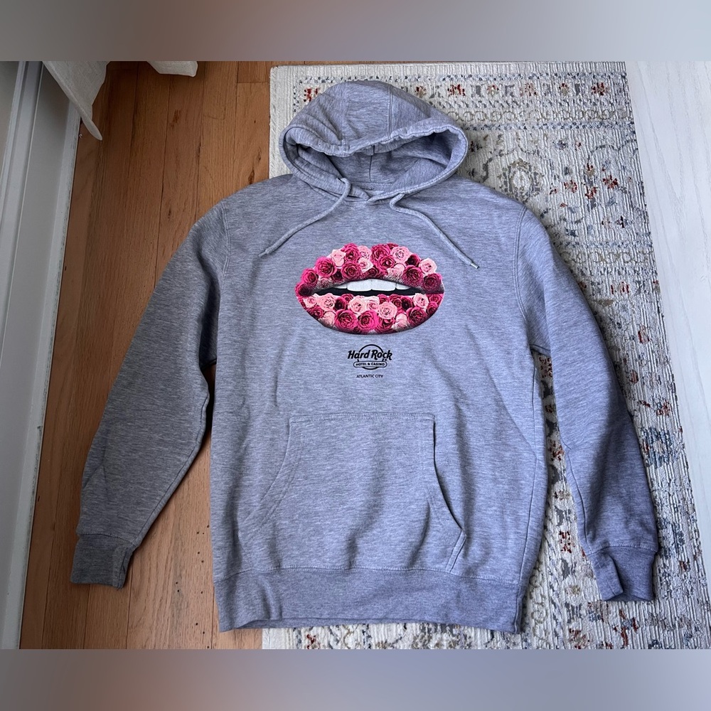 Hard Rock Cafe Atlantic City Heather Grey Pullover Hoodie size M Medium